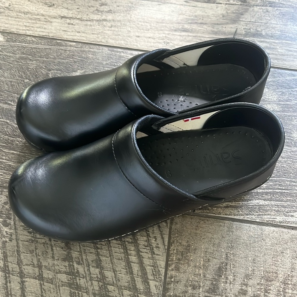 Sanita Black Leather Mules